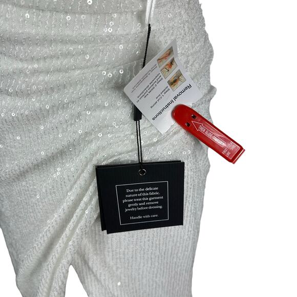 MAC DUGGAL 26550 White Sequin One Shoulder Long Gown Women's Size 10 NWT - Picture 6 of 9